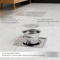 InArt Square Stainless Steel Bathroom Floor Drain product image 4 of 12