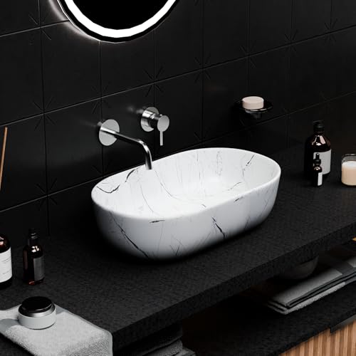 White Oval Ceramic vessel bathroom sink