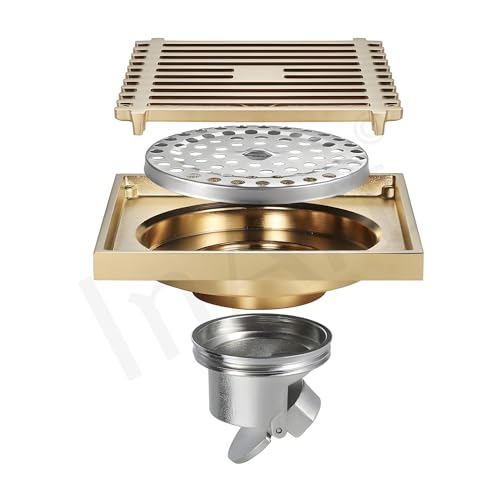 InArt Square Brass Bathroom Floor Drain, 12 x 4 product image 8 of 12