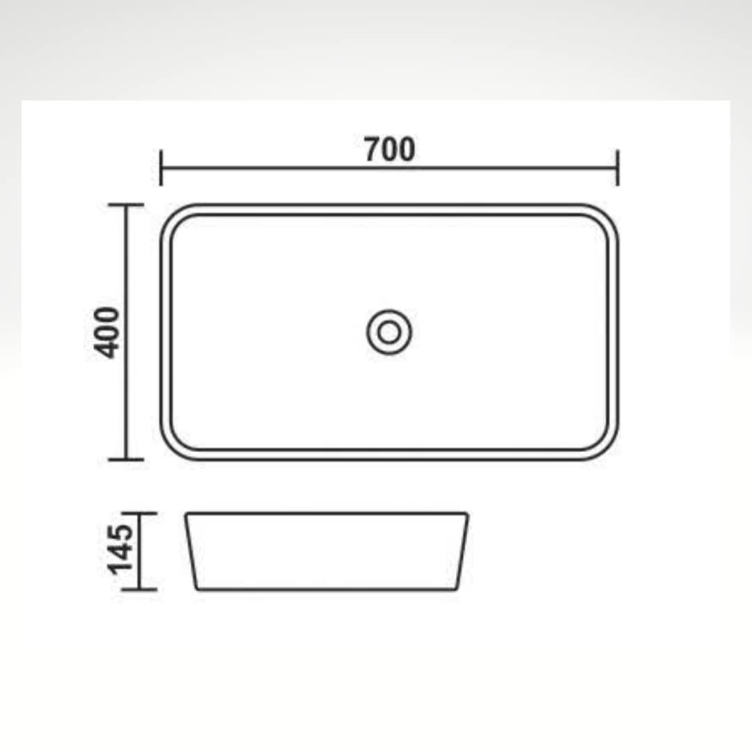 InArt Rectangle Bathroom Ceramic Vessel Sink Art Basin in White Marble Color