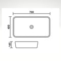 InArt Rectangle Bathroom Ceramic Vessel Sink Art Basin in White Marble Color, additional product view 2