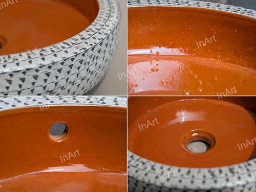 InArt Antique Brown Round Ceramic Bathroom Vessel Sink product image 10 of 12
