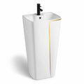 InArt Basin Pedestal Sink - Standing Bathroom Sink White Gold Glossy 43x36 CM, additional product view 8