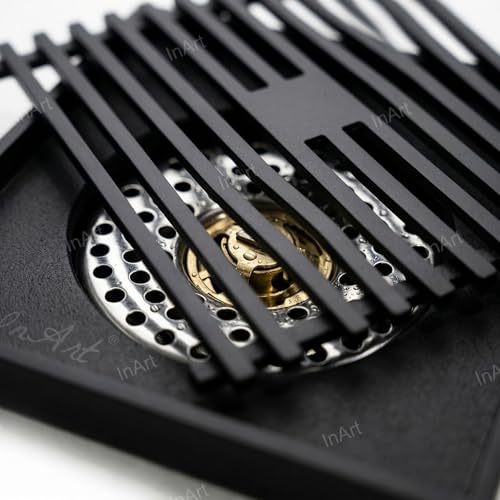 InArt Matte Black Linear Brass Bathroom Floor Drain, 12 x 4 product image 9 of 12