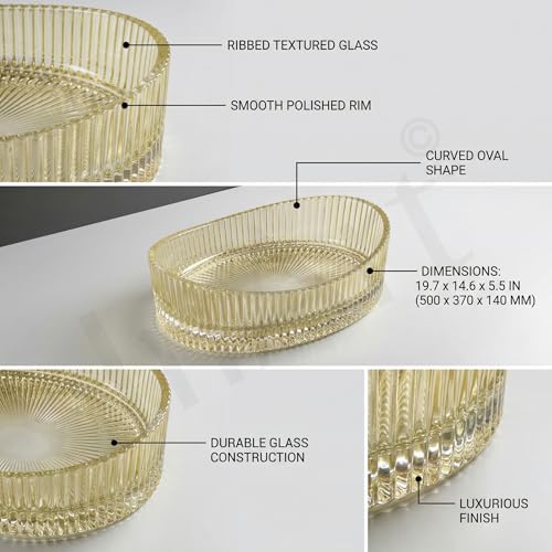 InArt Gold Oval Glass Bathroom Vessel Sink, 19.7 x 14.6 x 5.5 in product image 9 of 12