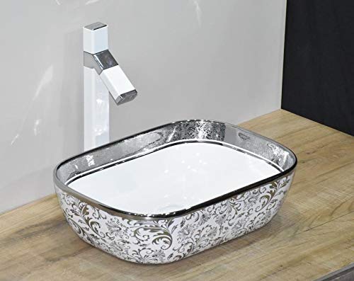 InArt White Rectangular Ceramic Bathroom Vessel Sink, 46 x 33 x 14 cm product image 1 of 9