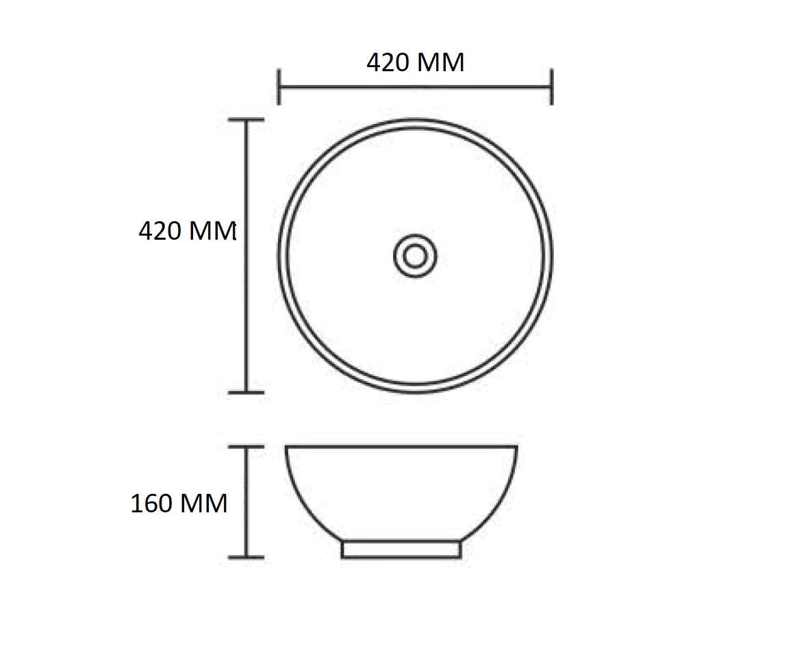 Over counter bathroom sink angled view, light green round ceramic vessel sink bowl 42 cm