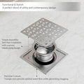 InArt Square Stainless Steel Bathroom Floor Drain, 5 x 5 product image 12 of 12