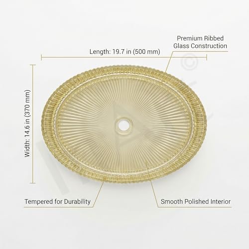 InArt Gold Oval Glass Bathroom Vessel Sink, 19.7 x 14.6 x 5.5 in product image 11 of 12