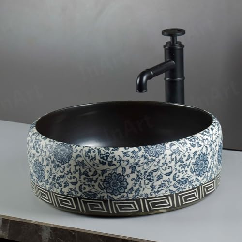 InArt Charcoal Black Round Ceramic Bathroom Vessel Sink product image 6 of 10