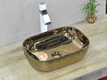 InArt Golden Rectangular Ceramic Bathroom Vessel Sink, 18 x 13 x 5 product image 1 of 10