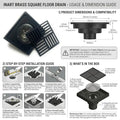 InArt Matte Black Brass Bathroom Floor Drain, 12 x 4 product image 12 of 12