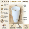 InArt White Round Ceramic Pedestal Bathroom Sink, 15 x 15 product image 12 of 12