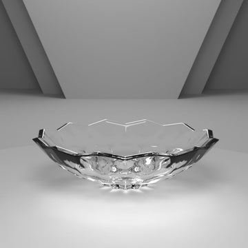 Glass basin sink InArt PrismCut clear square vessel sink, geometric tabletop crystal glass basin 46cm