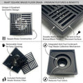 InArt Matte Black Brass Bathroom Floor Drain, 12 x 4 product image 6 of 12