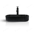 InArt rectangular vessel sink small, matte black ceramic table top bathroom sink side angle view