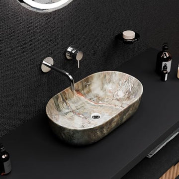 InArt Grey Round Ceramic Bathroom Vessel Sink product image 2 of 12