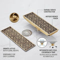 InArt Square Brass Bathroom Floor Drain, 12 x 4 product image 4 of 12