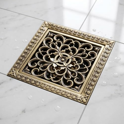 InArt Square Brass Bathroom Floor Drain, 12 x 4 product image 1 of 12