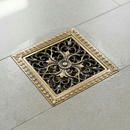 InArt Square Brass Bathroom Floor Drain, 12 x 4 product image 1 of 12