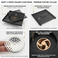 InArt Matte Black Linear Brass Bathroom Floor Drain, 12 x 4 product image 5 of 12
