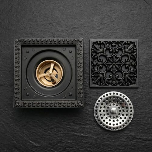 InArt Matte Black Brass Bathroom Floor Drain, 12 x 4 product image 4 of 12
