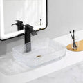 Rectangular vessel sink side angle, clear transparent tempered glass bathroom sink bowl with glossy finish