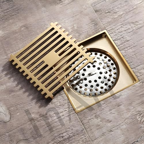 InArt Square Brass Bathroom Floor Drain, 12 x 4 product image 1 of 12