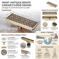 InArt Square Brass Bathroom Floor Drain, 12 x 4 product image 12 of 12