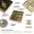 InArt Square Brass Bathroom Floor Drain, 12 x 4 product image 6 of 12