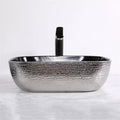 Silver and Black Rectangular Ceramic vessel bathroom sink, additional product view 2