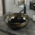 InArt Glossy Black Ceramic Round Vessel Sink – Above Counter, 16