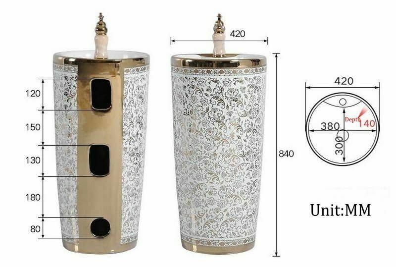 InArt Basin Pedestal Sink - Standing Bathroom Sink Gold 42x42 CM, additional product view 8