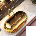Gold Oval Ceramic vessel bathroom sink, additional product view 2