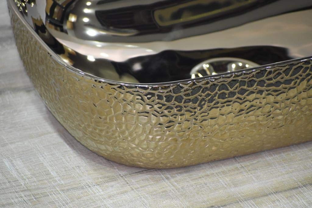 InArt Golden Rectangular Ceramic Bathroom Vessel Sink, 18 x 13 x 5 product image 7 of 10