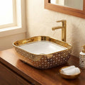Ceramic bathroom sink gold finish rectangular above counter bathroom sink for vessel sink cabinet