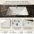 White and Gold Rectangular Ceramic undermount bathroom sink, additional product view 6