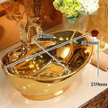 Gold Oval Ceramic vessel bathroom sink, additional product view 4