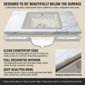 White and Gold Rectangular Ceramic undermount bathroom sink, additional product view 8