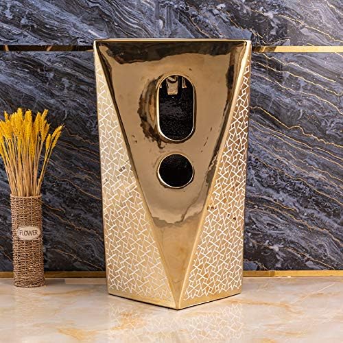 InArt Basin Pedestal Sink - Standing Bathroom Sink Gold White 46x46 CM, additional product view 9