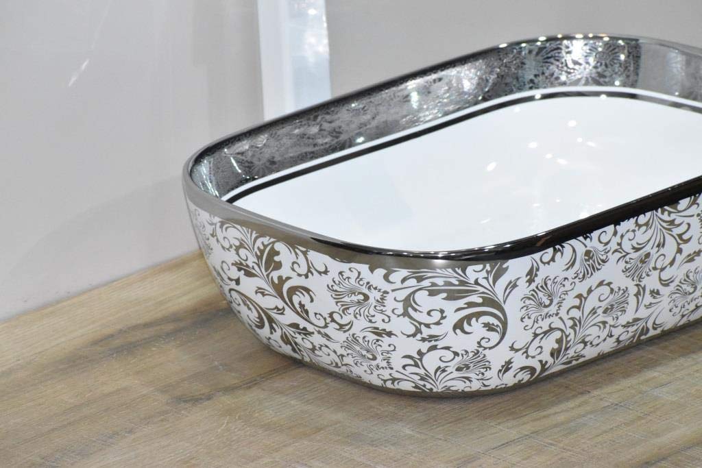 InArt White Rectangular Ceramic Bathroom Vessel Sink, 46 x 33 x 14 cm product image 1 of 9
