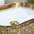 Vessel sink on vanity gold rectangular ceramic basin with raised rim detail, InArt
