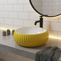 Vessel sinks InArt glossy yellow square ceramic vessel sink 16x16 countertop wash basin