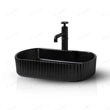Small rectangular vessel sink InArt ceramic countertop wash basin 51x31 cm, matte black finish