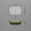 Vessel sink in bathroom decor, InArt designer rose gold rectangular ceramic above counter sink on vanity top