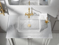 Glass sink bowls for bathrooms showing glossy transparent finish, rectangular tempered glass vessel sink bowl