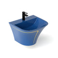 InArt Glossy Blue Wall-Mounted Ceramic Bathroom Sink with Half Pedestal, 19.7 Inch, additional product view 8