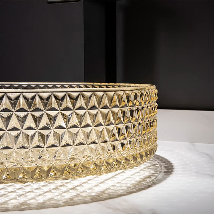 InArt Amber Tempered Glass Round Vessel Sink – Diamond Texture, 15.6" Above-Counter, additional product view 9