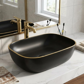 Vessel sinks InArt matte black rectangular ceramic table top wash basin 18x13