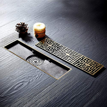 InArt Square Brass Bathroom Floor Drain, 12 x 4 product image 1 of 6